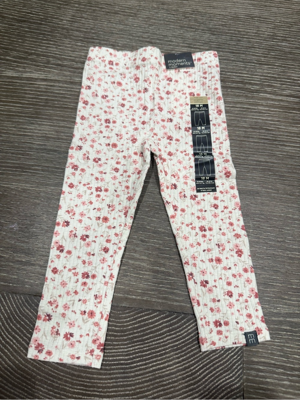 NWT Size 18M Modern Moments cream with pink Floral pattern Leggings